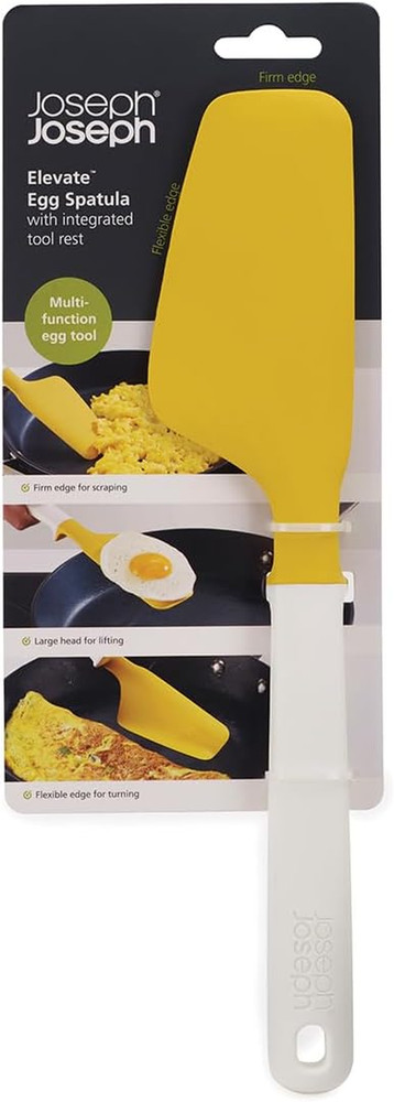 Silicone Elevate Egg Spatula with Integrated Tool Rest, White/Yellow