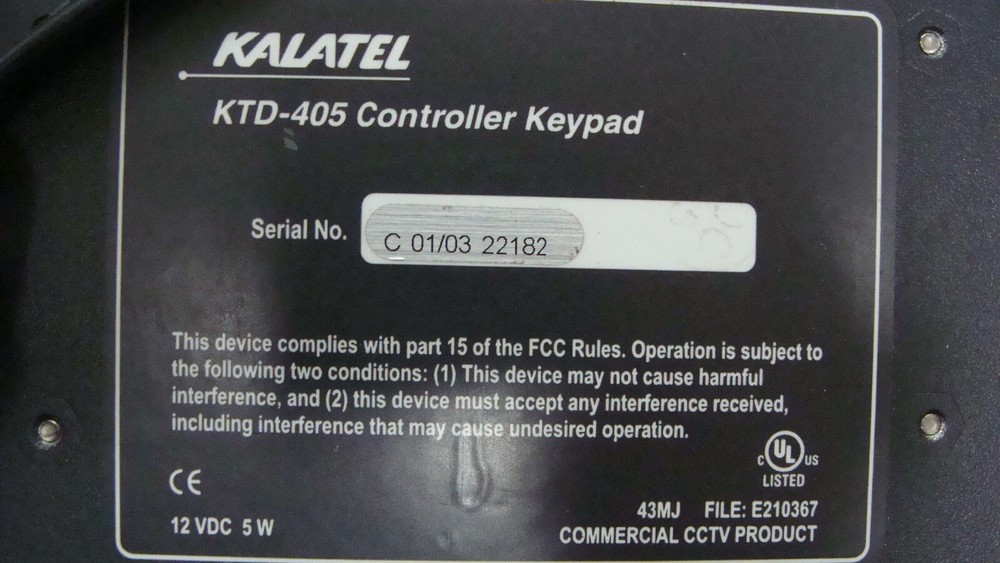 GE INTERLOGIX KALATEL KTD-405 Three-Axis Variable-Speed Controller Keypad Only