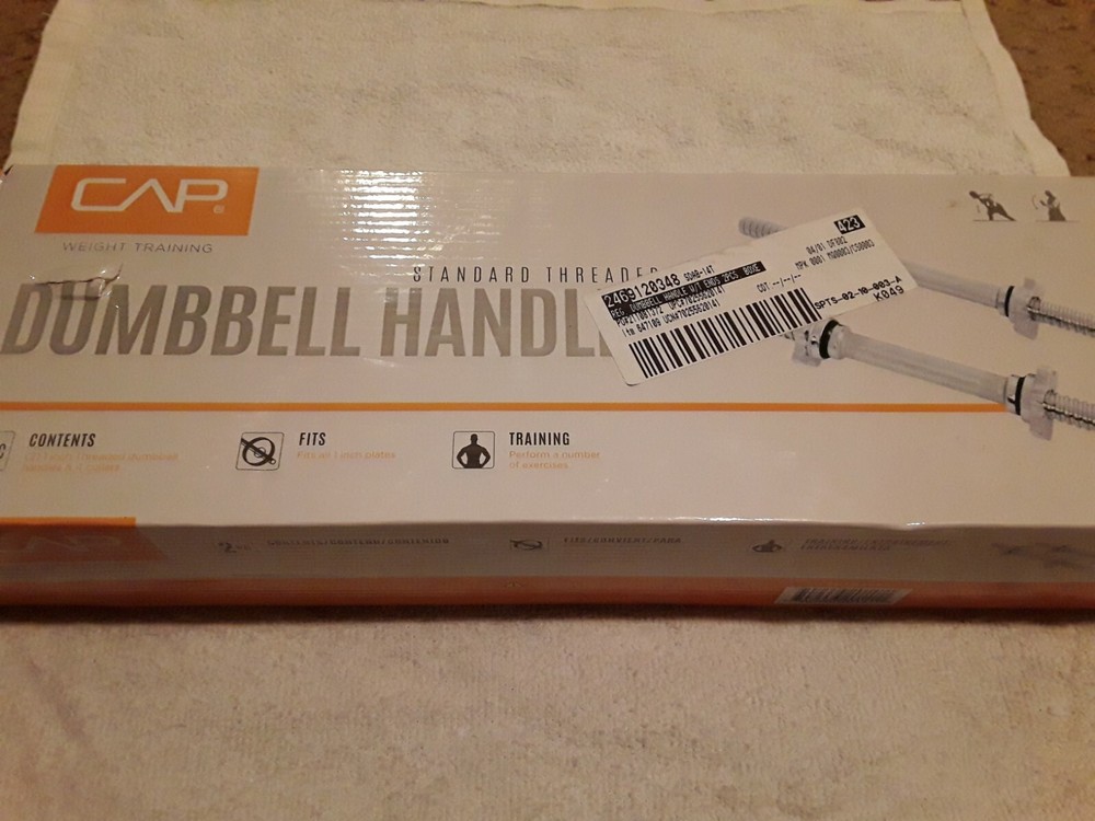 2 CAP Standard 1" Free Weight 14" Adjustable Solid Chrome Barbell Dumbell Handle