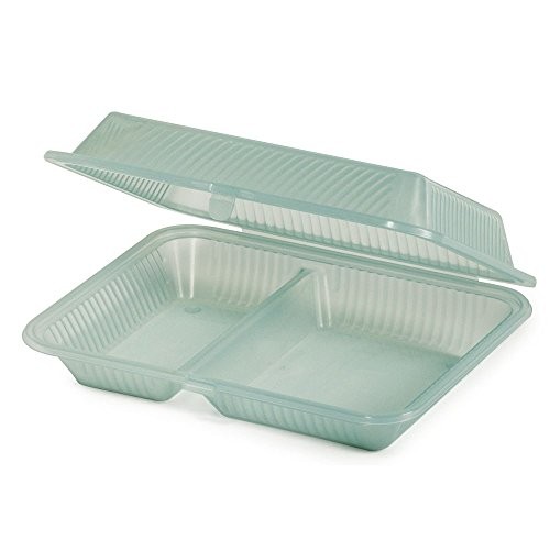 G.E.T. 2 Compartment Jade Polypropylene Eco-Take Out Container - 10"L x 8"W x