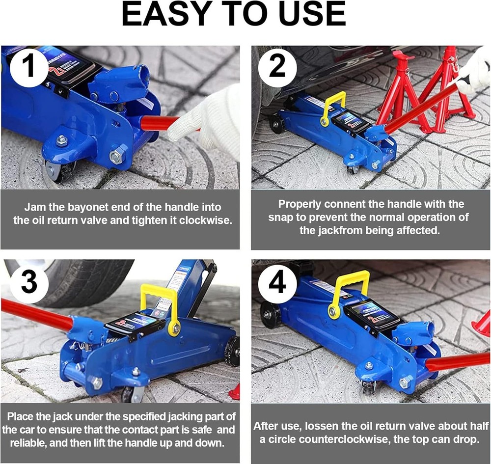 Horizontal Hydraulic Jack Handle 2 Ton Jack Handle Replacement with Rubber Glo