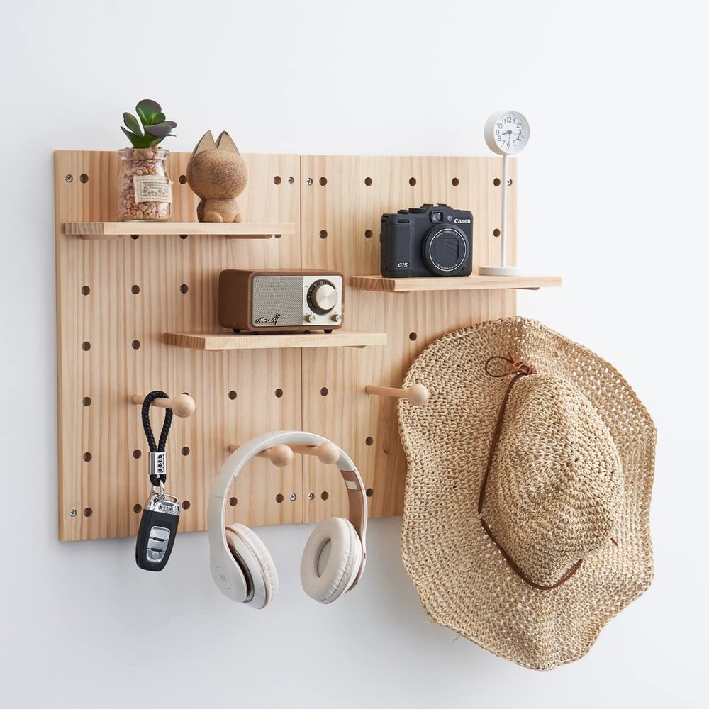 Wood Pegboard Combination Wall Organizer Kit Wooden Display Pegboard Panel Ki...