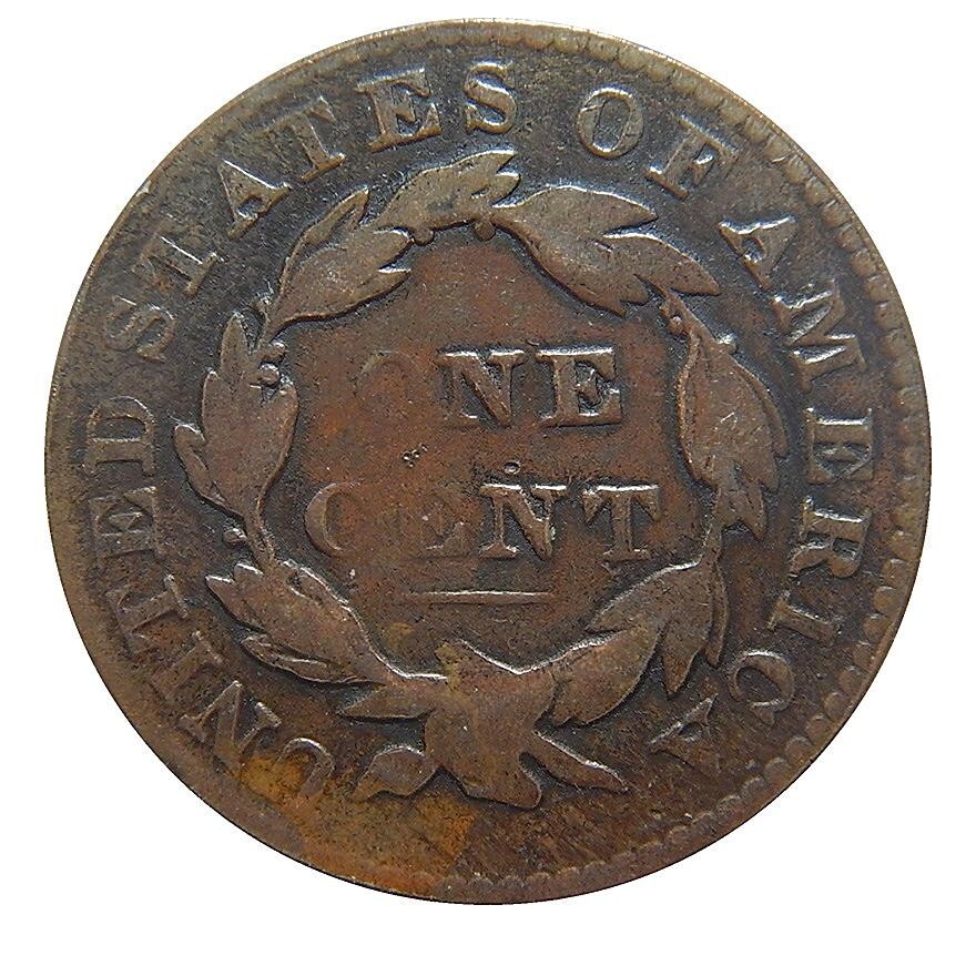 Large cent/penny 1829 Newcomb 3 medium letters reverse very blunt strike