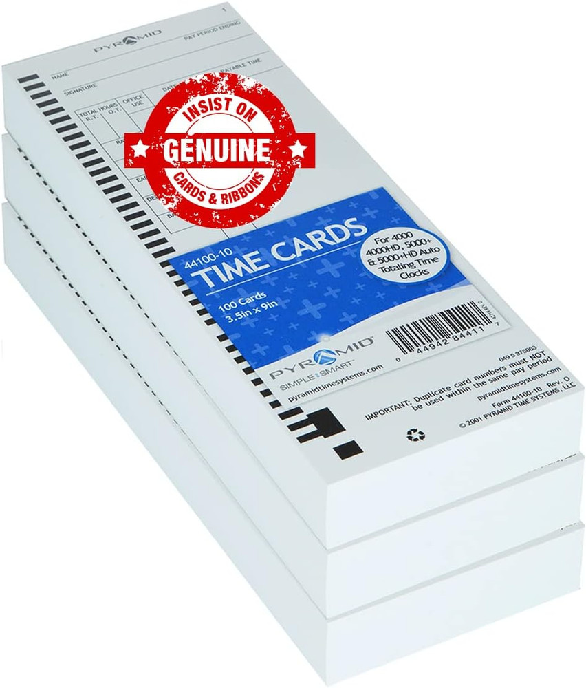 Pyramid Time System - Authentic Time Cards [44100-10PK3] for Pyramid 4000, 4000P