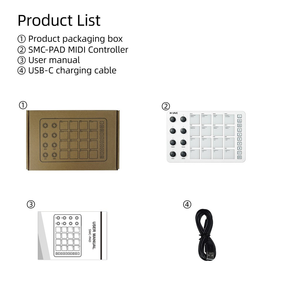 M-VAVE SMC-PAD Wireless MIDI Drum Pad Controller 8 Knobs for Beginner