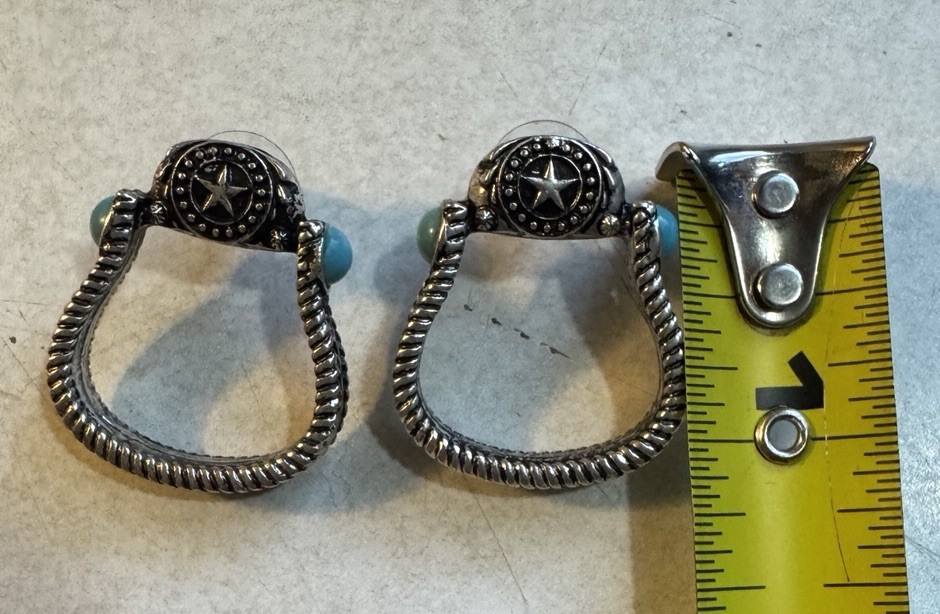 Silver Turquoise Stirrup Earrings