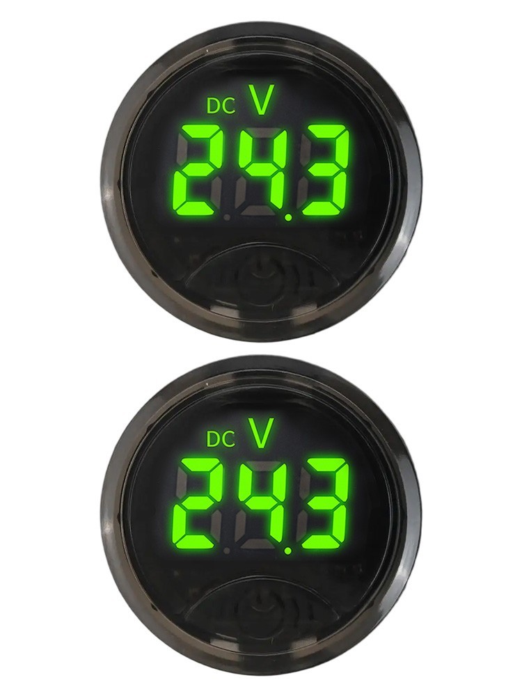 Round Digital Voltmeter with LED Display and Touch Operation for Batteries