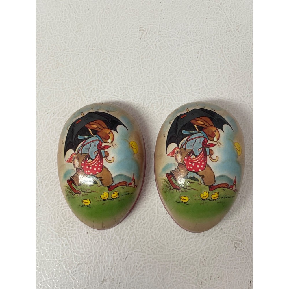 Vintage German Easter Egg Rabbit & Chicks Design by M. Drechsel Germany