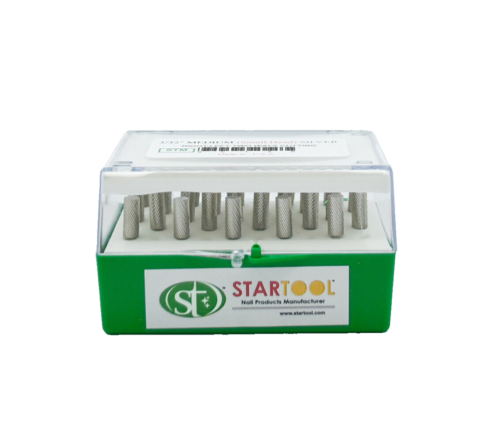 Startool Acrylic Nail Drill 3/32" STM Medium (Small Head) Silver *( 2 Pieces )