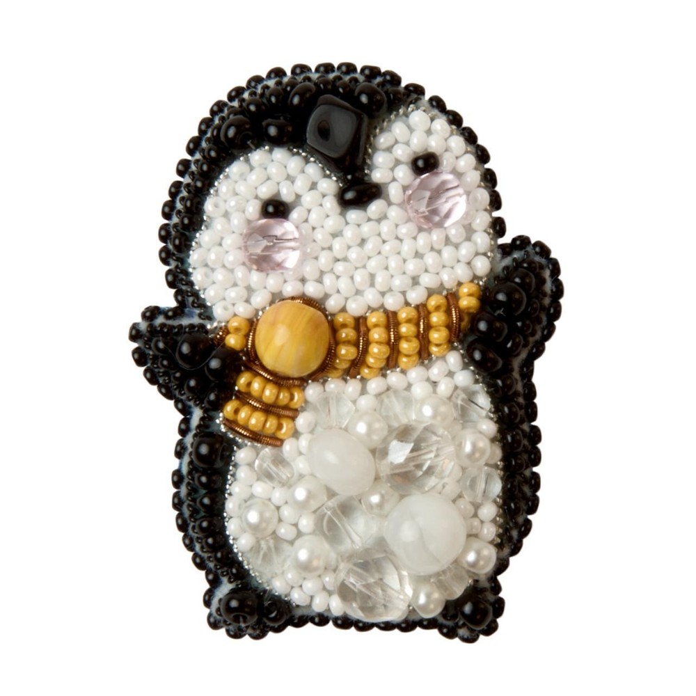 Crystal Art Beadwork kit for creating brooch BP-297C Penguin