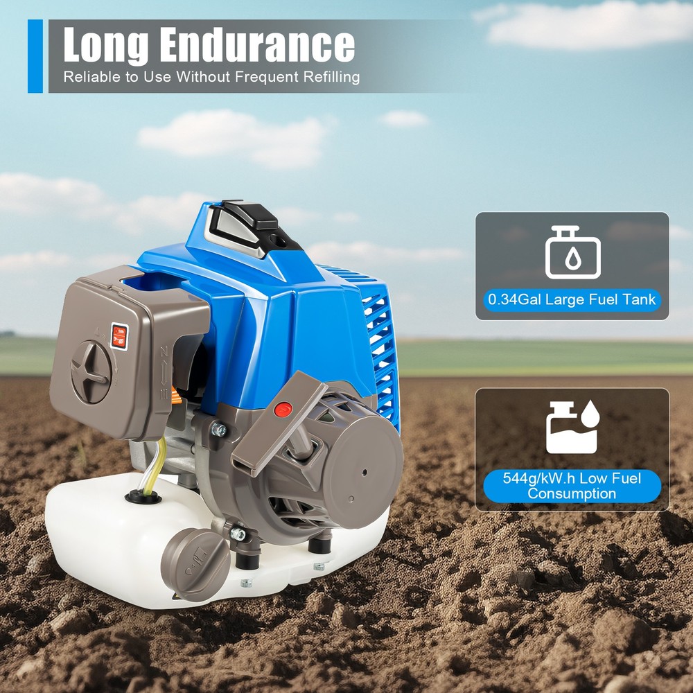 63cc 3HP 2 Stroke Post Hole Digger Earth Auger Wheeled Ground Drill with 11" Bit