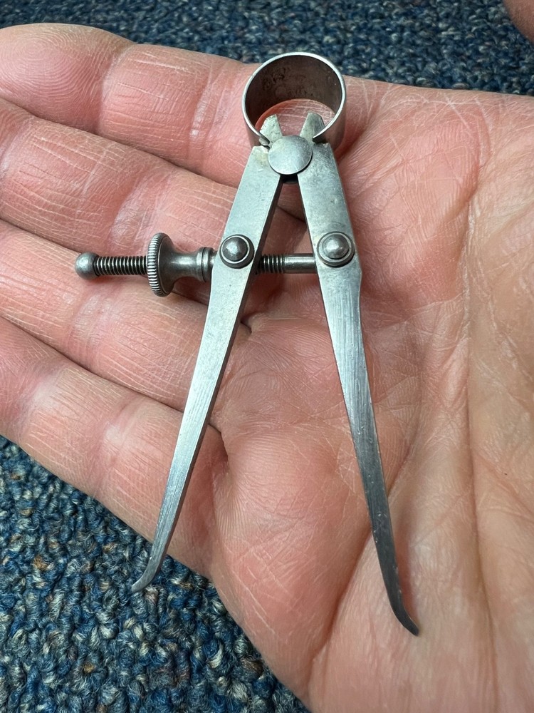Antique Starrett 3" inside flat-leg spring caliper, rare, pat. 1885, nice