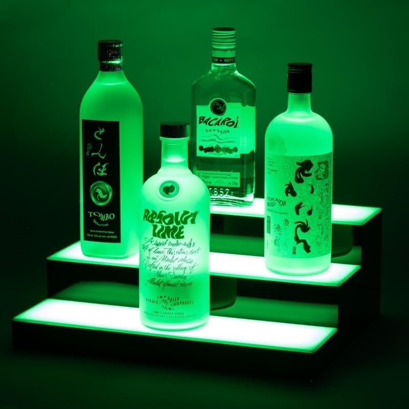 Dynamic LED Bar Shelf with Remote - Acrylic Display for 9-12 Bottles