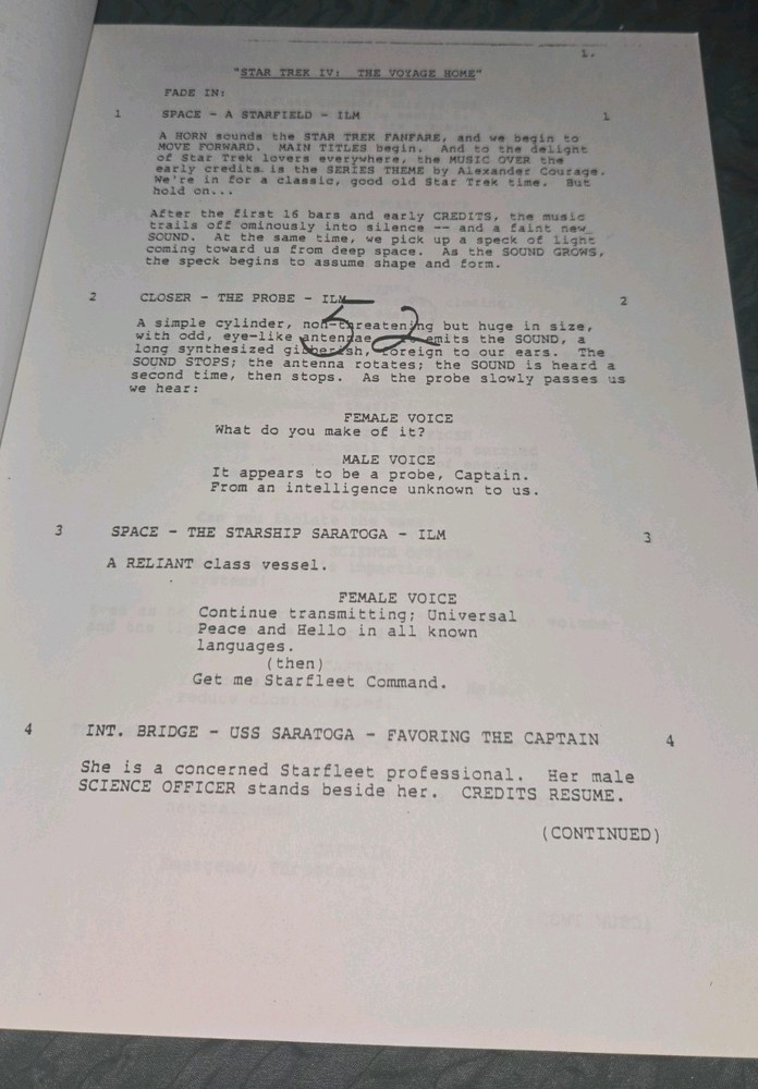 STAR TREK IV: The Voyage Home | Numbered Shooting Script