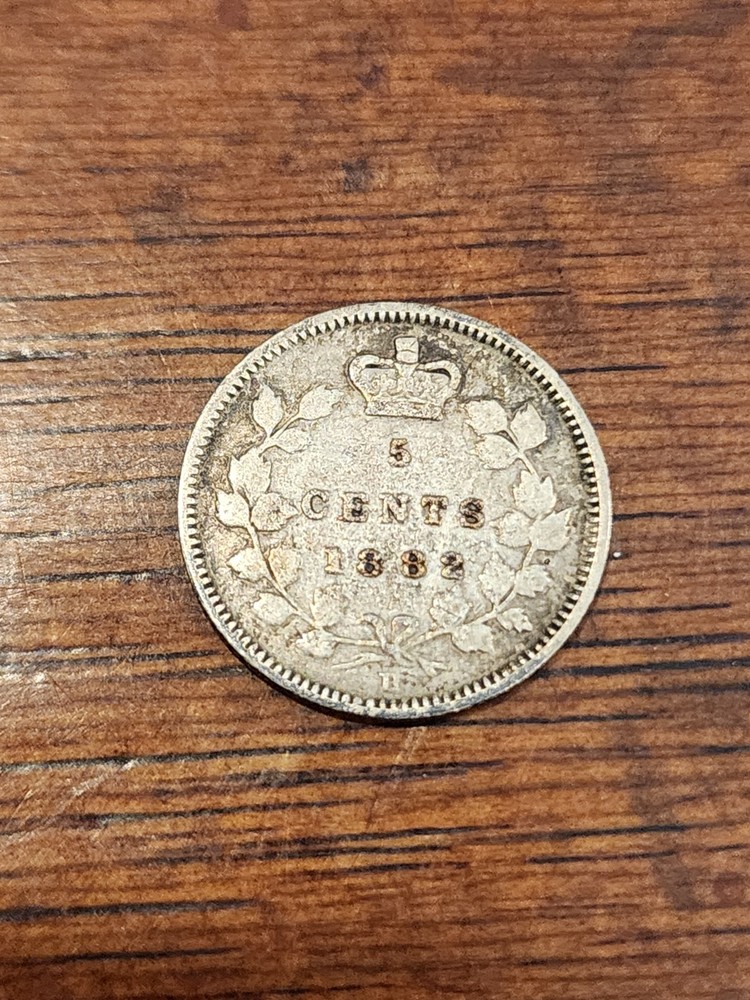 1882H Canada 5 Cents Silver Coin