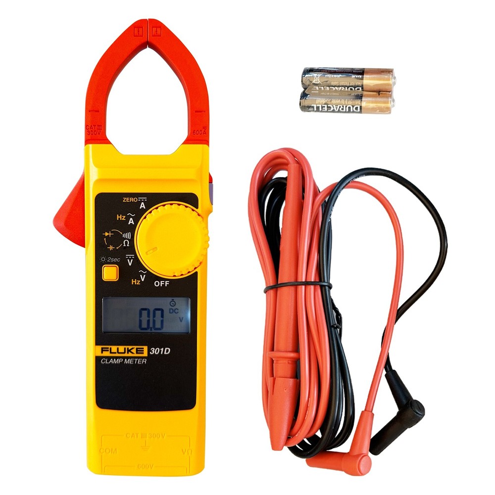 Fluke 301D AC/DC Clamp Meter 600A 600V Voltage Current Frequency Backlight