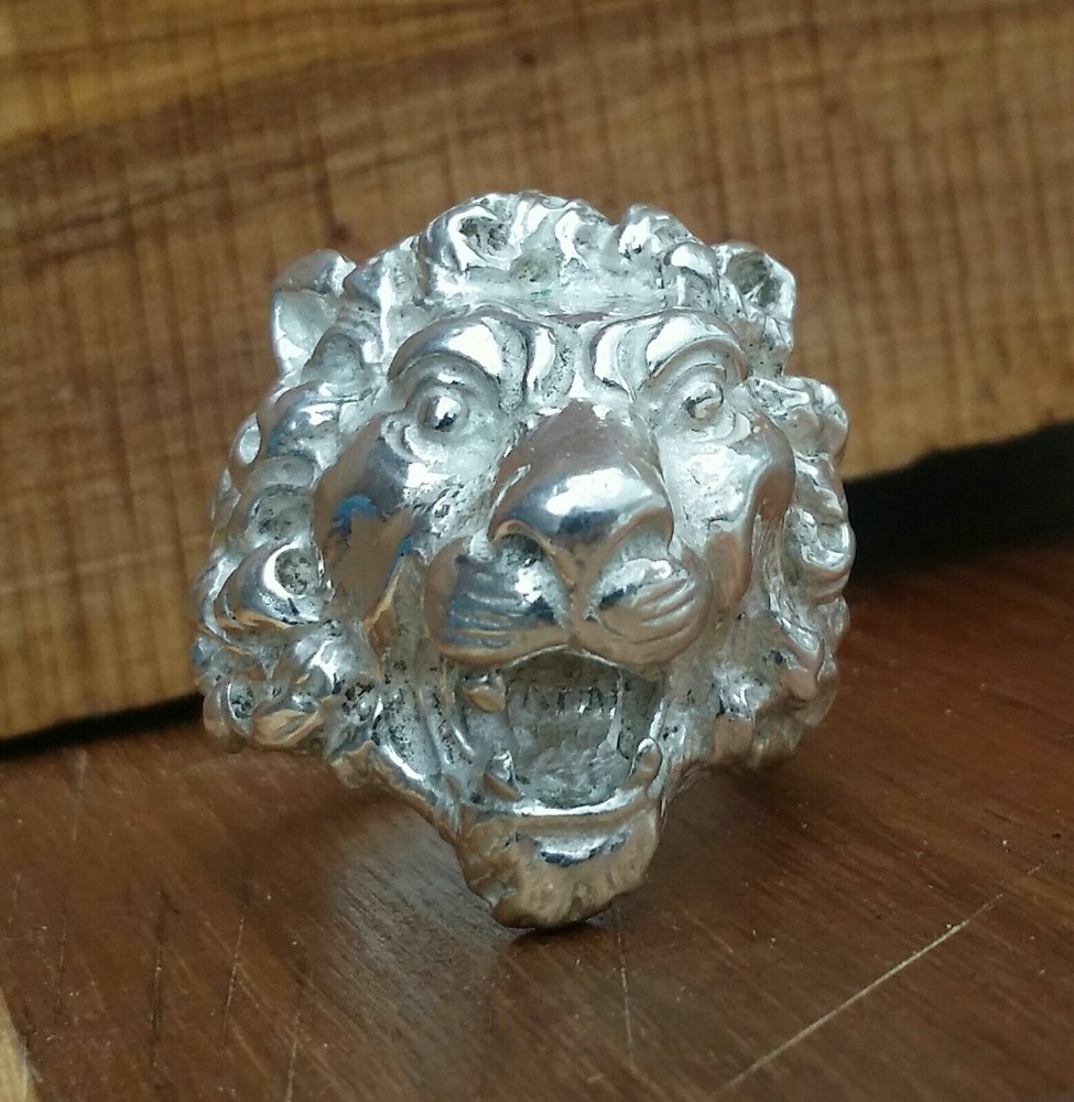 925 MENS SILVER RING SEAL LION SOLID HEAD