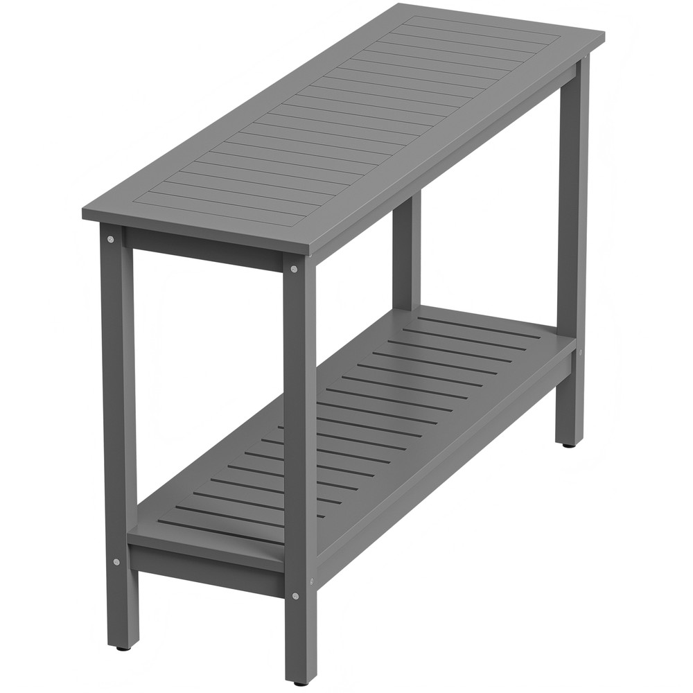 Console Table 48" Patio Side Accent Table Multifunctional with Foot Sliders Grey