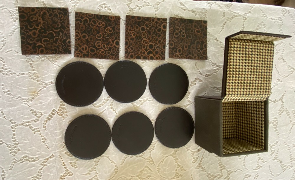 Cutter and Buck 11 piece Leather Coaster Set - Never Used