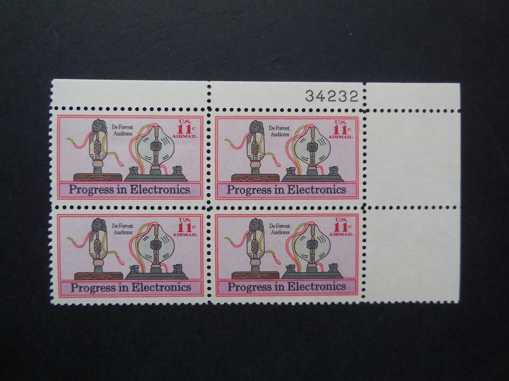 #C86 11c Progress in Electronics Plate Block #34232 UR MNH OG VF