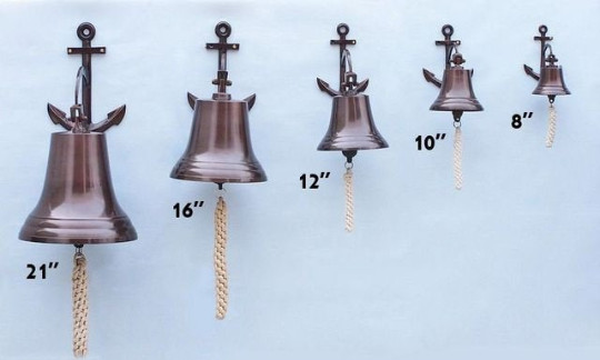 Antique Copper Hanging Anchor Bell 12""