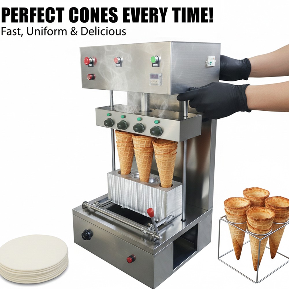 Electric Pizza Cone Forming Machine 4Molds Screw Thread Pizza Making Machine110V