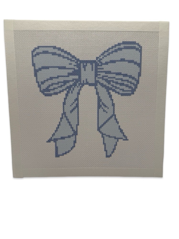 Large Blue Bow Needlepoint Canvas