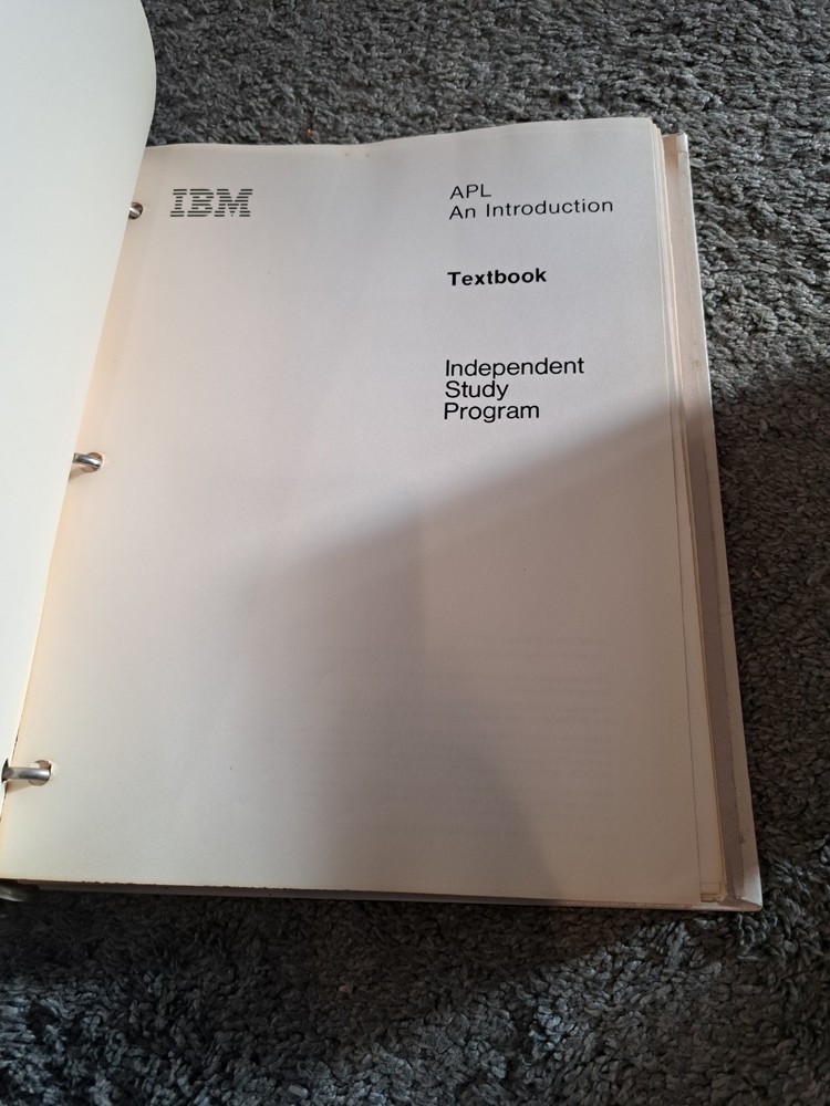 IBM APL an Introduction Textbook 1980 2nd Edition