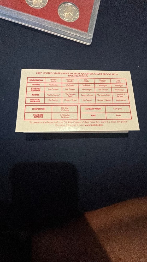 2007 US Mint 50 State Quarters Silver Proof Set