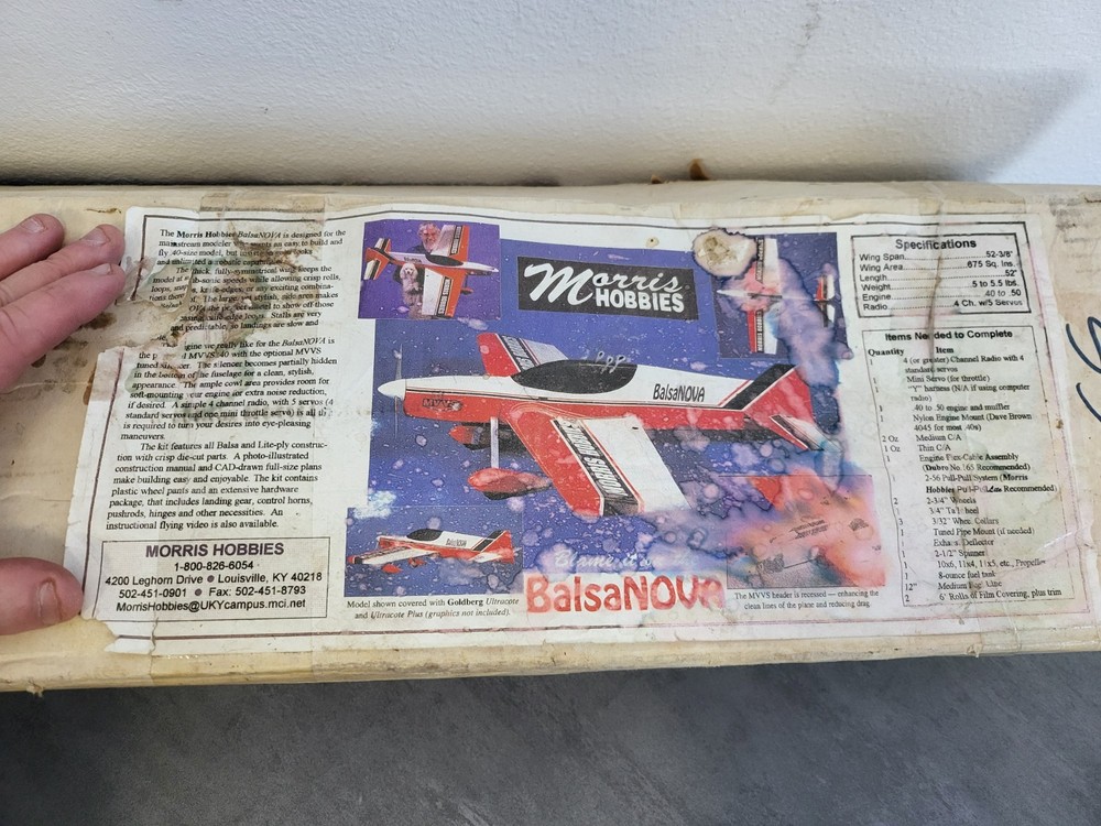 MORRIS HOBBIES "BALSA NOVA" SPORT/PATTERN  RC MODEL AIRPLANE KIT