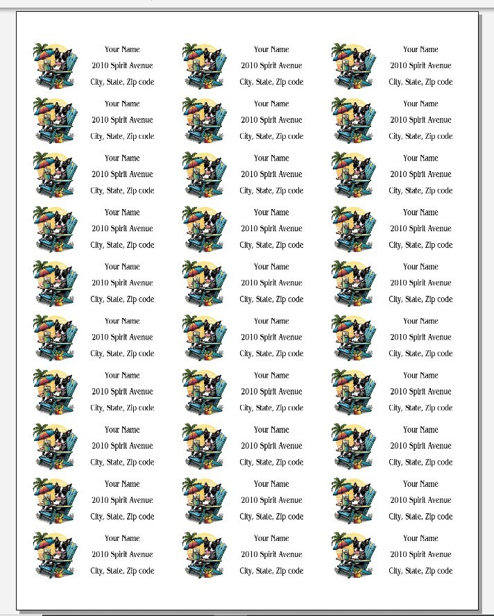 150 Boston Terrier Beach chair Mailing Return Address Labels Personalized