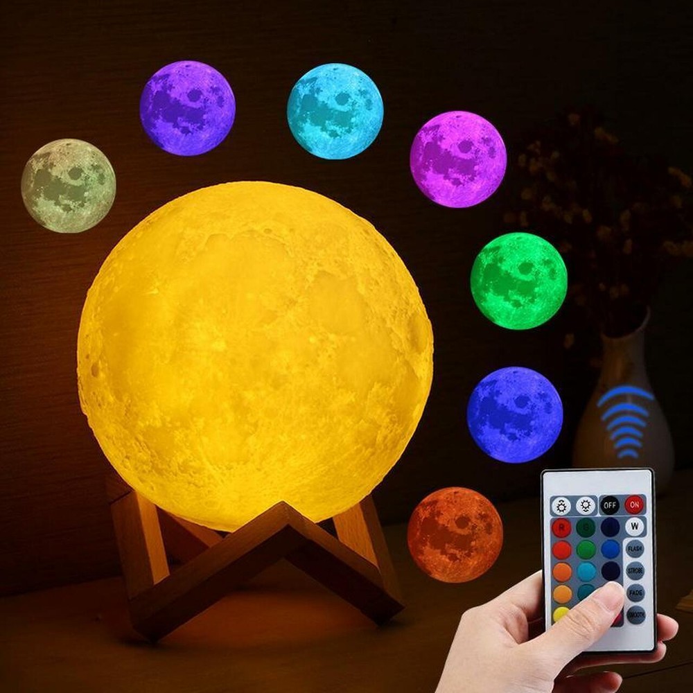3D Printing Moon Galaxy Lamp Moonlight USB LED Night Light Touch Color Changing