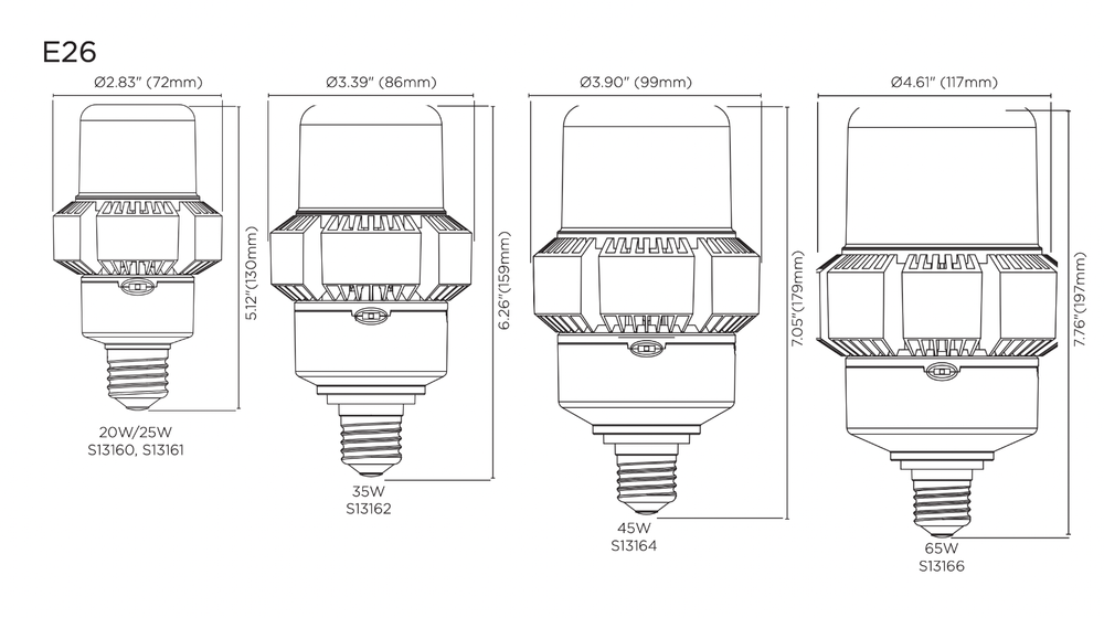 Satco LED HID Replacement 100-277 Volt Medium E26 Exclusionary Mogul Screw EX39