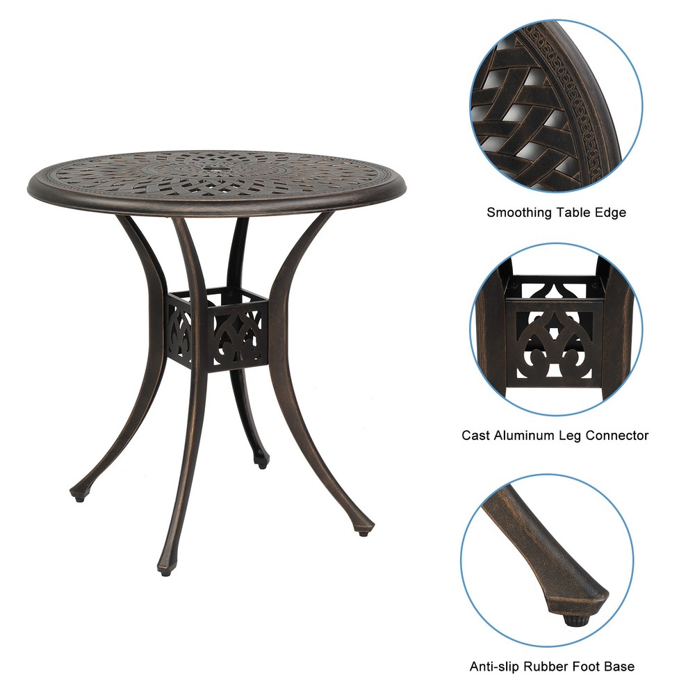 78cm Bronze Cast Aluminum Courtyard Table, Circular Diamond Top