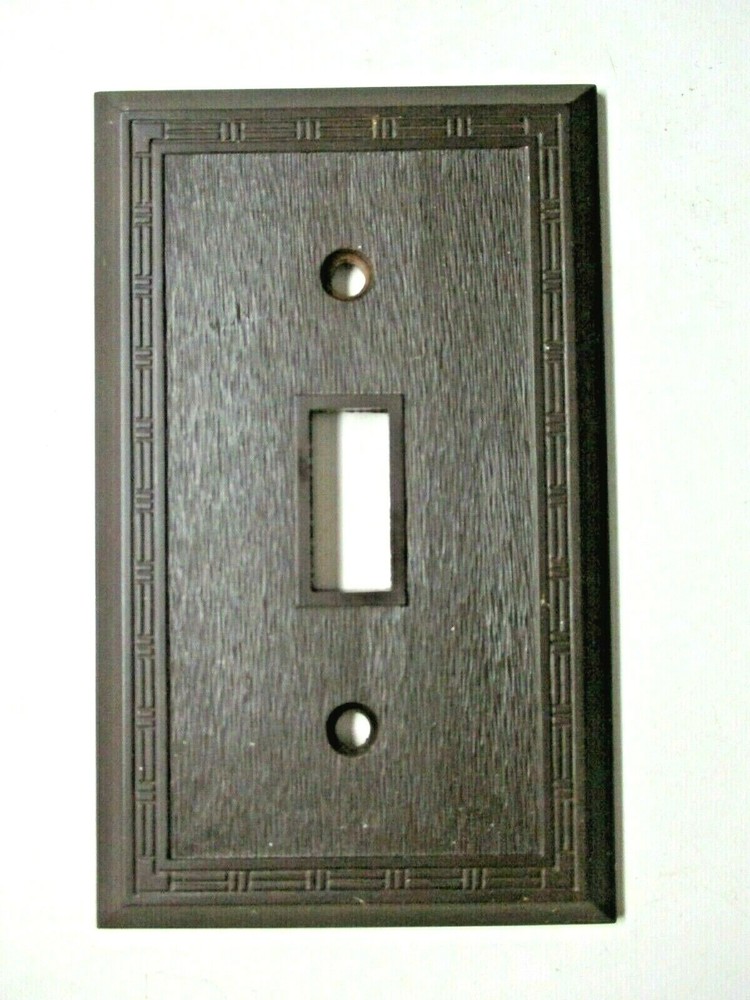 Snapit Dashed Fine Lines Brown Bakelite Textured Switch Wall Plate Cover Vtg MCM