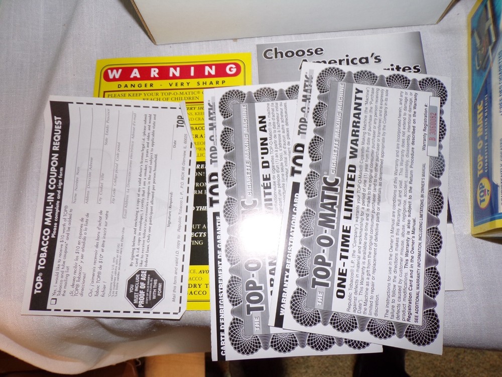 Cigarette Rolling Machine, New Top-O-Matic