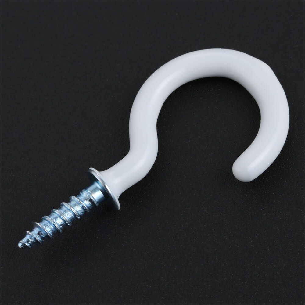 20Pcs 1.54" Strong Sharp White Vinyl Coated Ceiling Hooks Space-saving Hardware