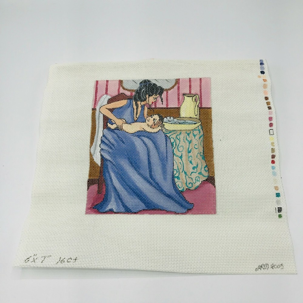 Hand Painted Needlepoint Pattern Canvas Victorian Bath Time Jacqueline Mellen