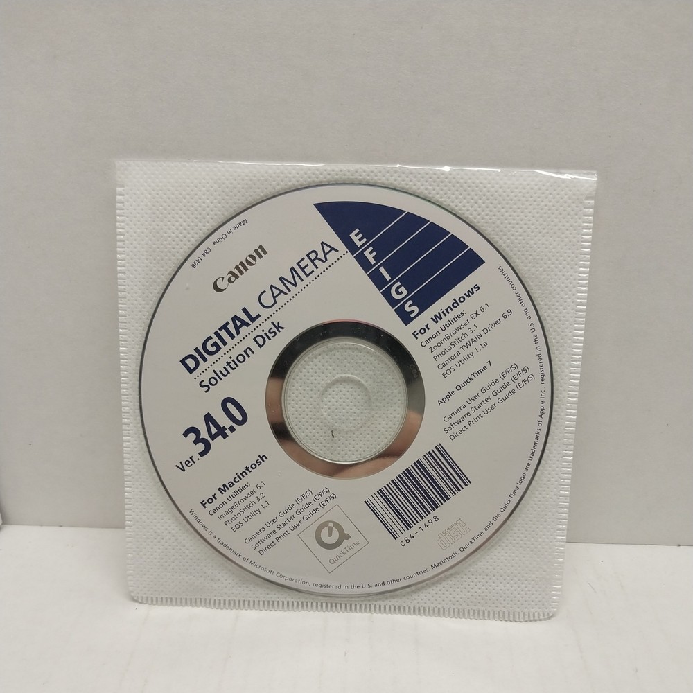 Canon Digital Camera Solution Disk Ver. 40.0 - CD ONLY.