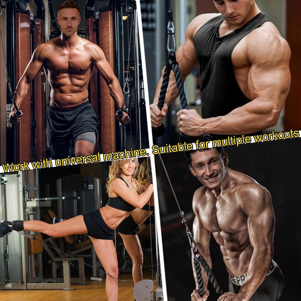 Tricep Rope Cable Machine Attachment, 35 Triceps Pull Down Rope LAT Pulldown Att