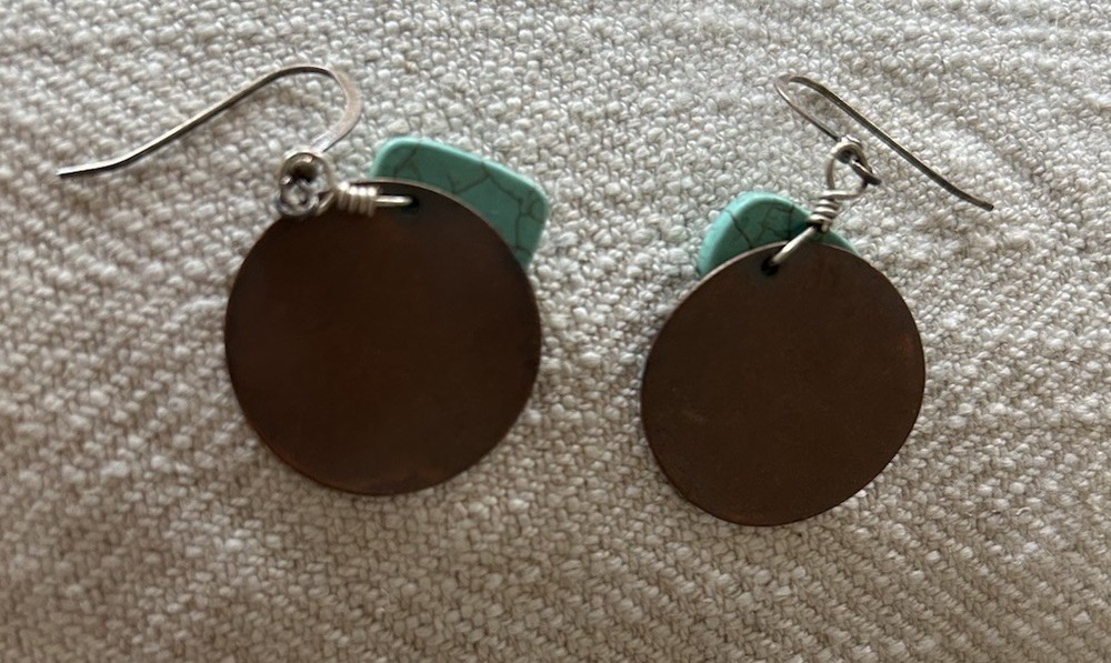 Turquoise & Circular Copper Background Earrings