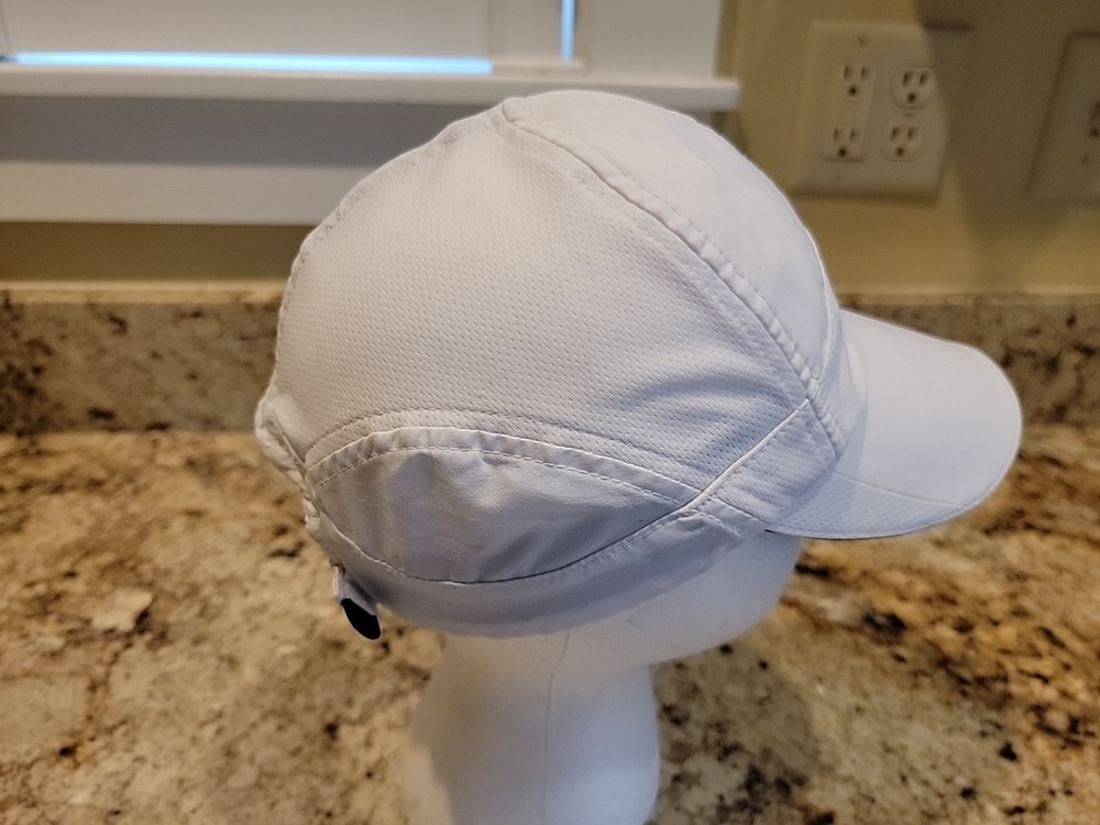 Nike Dri-Fit Featherlight 7 Panel Hat Cap White Adjustable Strap Running Tennis