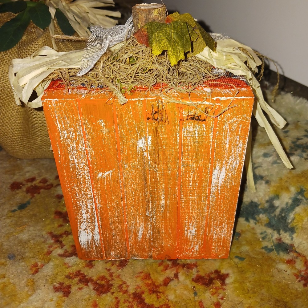 DECORATIVE FALL PUMPKIN LACE BURLAP HANDMADE TABLE MANTLE