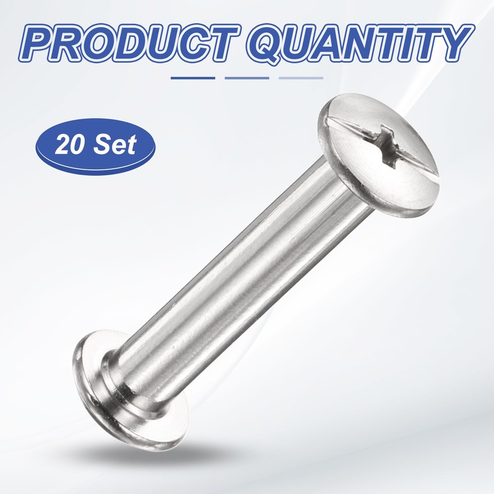 20set Phillips Chicago Screw M4x25mm Binding Post Screw, Silver