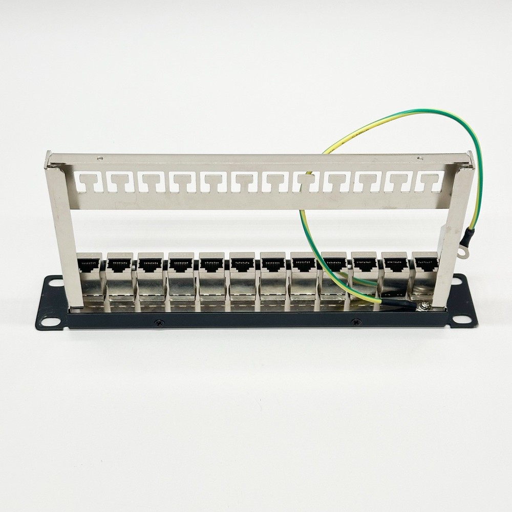 iwillink 10Gbps Cat6A Patch Panel 12 Port, Keystone Patch Panel with Back Bar