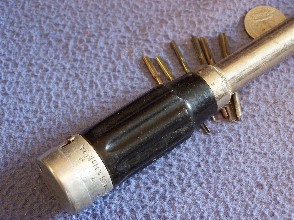 Goodell Pratt No 188A Bakelite handle Push drill Automatic drill with 6 bits