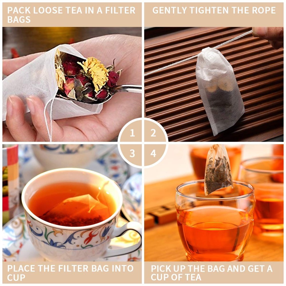 BEFORYOU 400 Pack Disposable Drawstring Tea Filter Bags Safe Natural