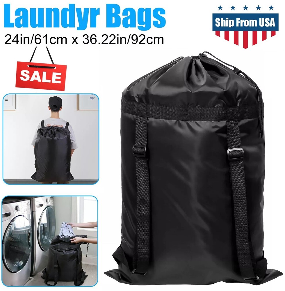 36" Laundry Backpack Bag Luggage Storage Shoulder Strap Heavy Duty Drawstring