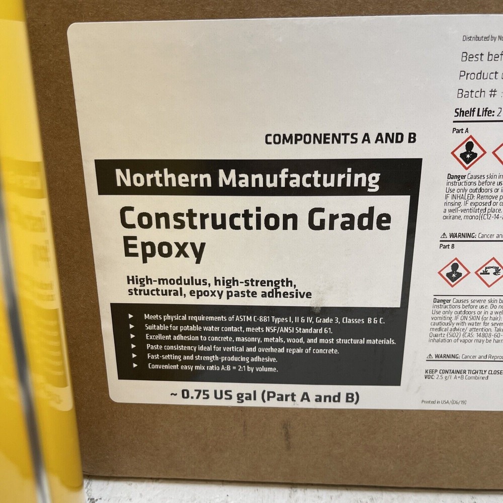 Construction Grade Epoxy paste adhesive Northern MFG 579215 components A B