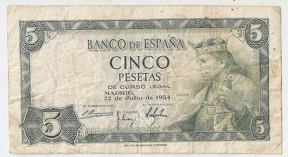 Spain 5 pesetas 1954